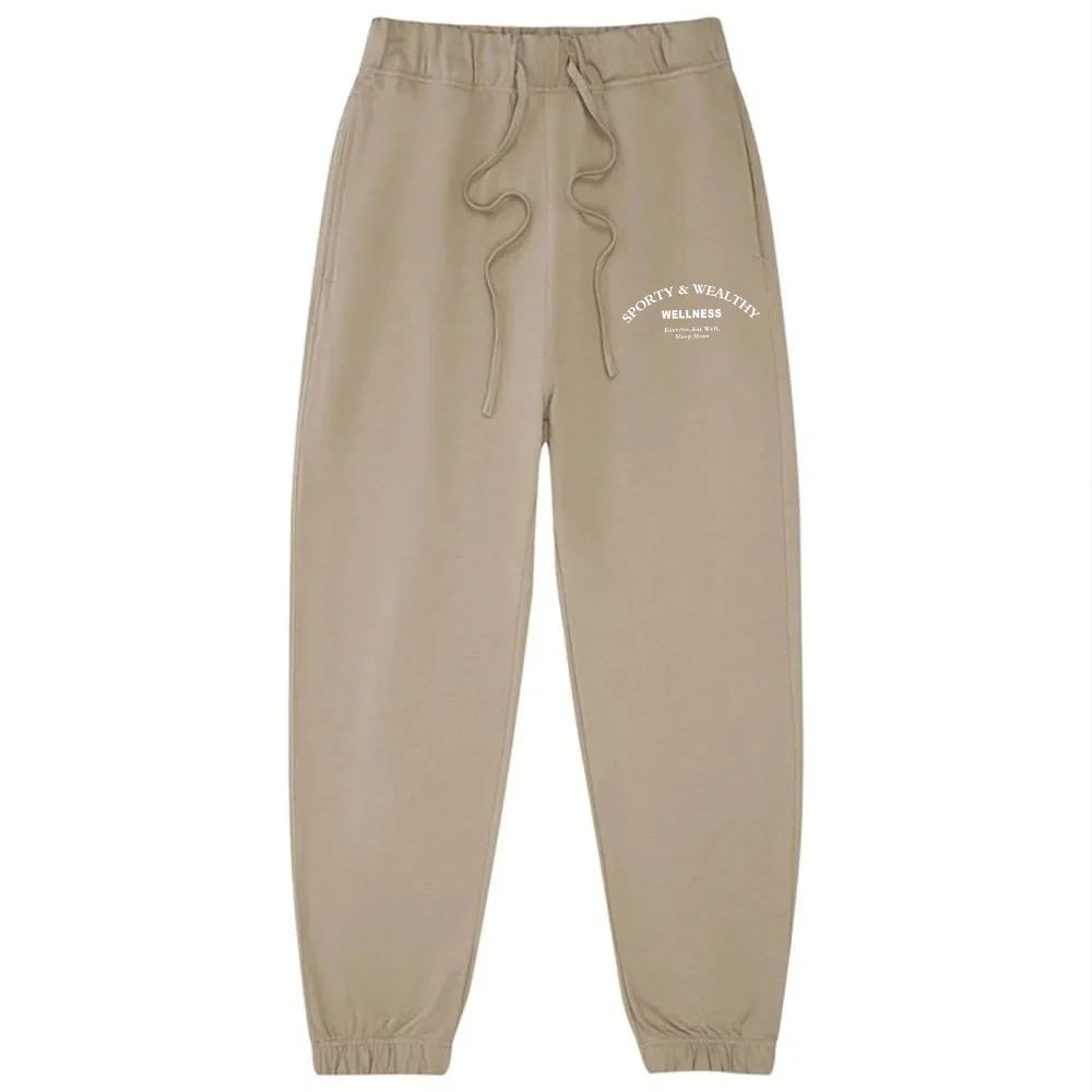 Autumn Spring Women Vintage Style Terry Cotton Sweatpants Sport Make Your Health Joggers Trousers Classic Baggy Streetwear