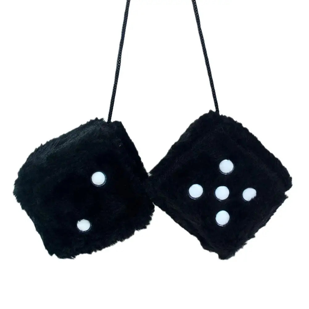 Fuzzy Plush Dice with Dots Retro Square Plush Hanging Mirror Fuzzy Dices for Pink Car Interior Ornament Decoration F3O7