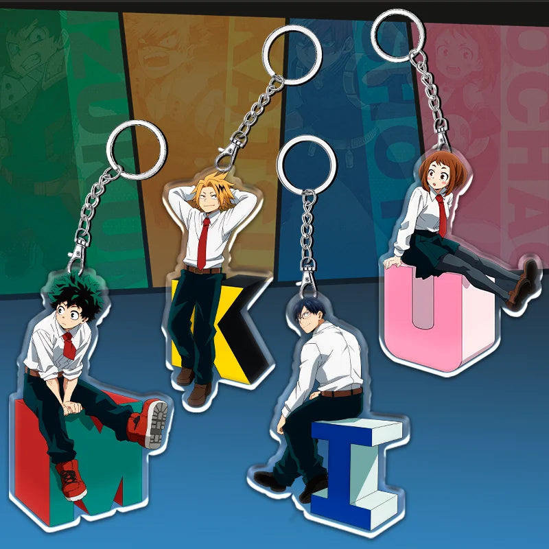 12cm My Hero Academia Item Acrylic Keychain Student Backpack Pendant Accessories Halloween Decoration Children's Holiday Gifts
