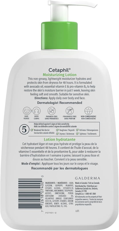 Moisturizing Lotion, Hydrating Body Lotion & Moisturizer for Sensitive & All Skin Types, Fragrance Free, Hypoallergenic, Non-Comedogenic, Dermatologist Recommended, 500 Ml