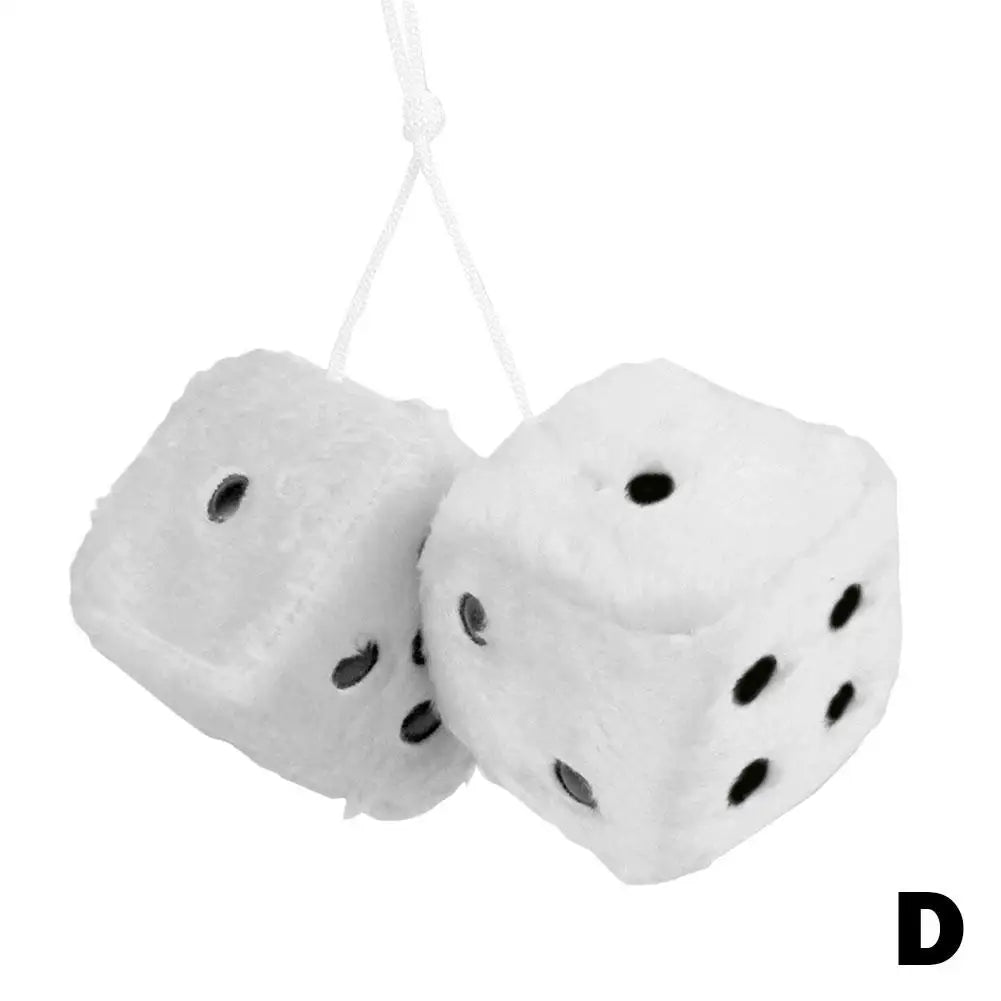 Fuzzy Plush Dice with Dots Retro Square Plush Hanging Mirror Fuzzy Dices for Pink Car Interior Ornament Decoration F3O7