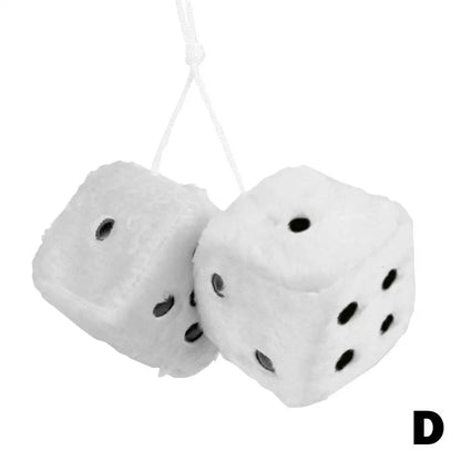 Fuzzy Plush Dice with Dots Retro Square Plush Hanging Mirror Fuzzy Dices for Pink Car Interior Ornament Decoration F3O7