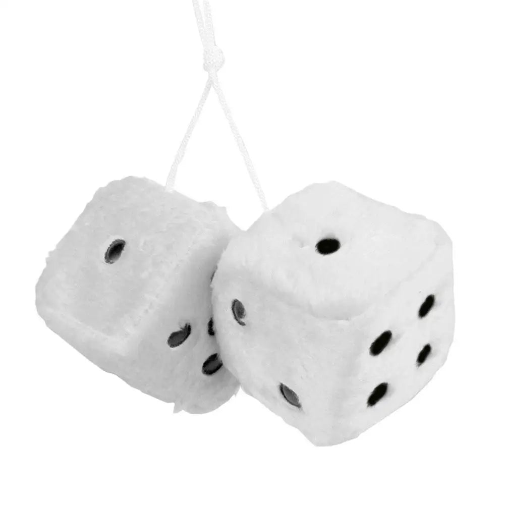 Fuzzy Plush Dice with Dots Retro Square Plush Hanging Mirror Fuzzy Dices for Pink Car Interior Ornament Decoration F3O7