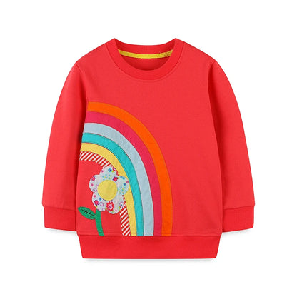 Little maven Autumn Kids Clothes Rainbow Flowers Appliques Girls Sweatshirt Children’s Clothing Cotton Toddler kids Sweatshirts