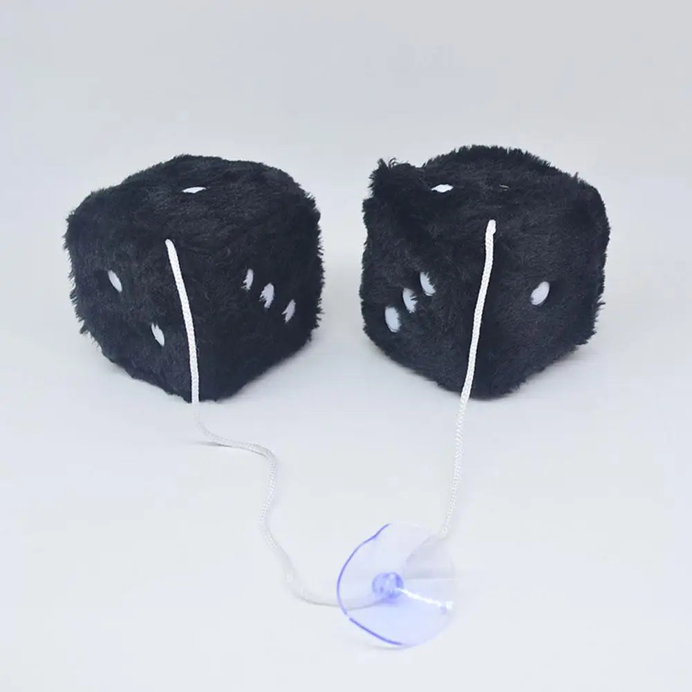 Fuzzy Plush Dice with Dots Retro Square Plush Hanging Mirror Fuzzy Dices for Pink Car Interior Ornament Decoration F3O7