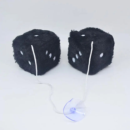 Fuzzy Plush Dice with Dots Retro Square Plush Hanging Mirror Fuzzy Dices for Pink Car Interior Ornament Decoration F3O7