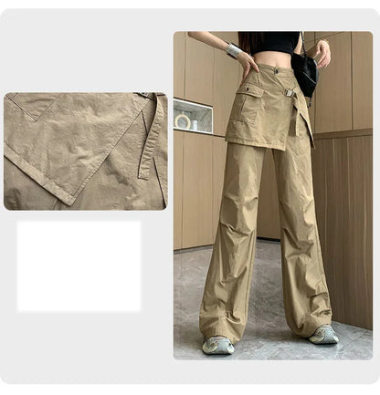 Korean Pantalon Femme High Waist Casual Irregular Y2k Wide Leg Pants for Women Straight Fashion Trousers 2024 New Bottoms