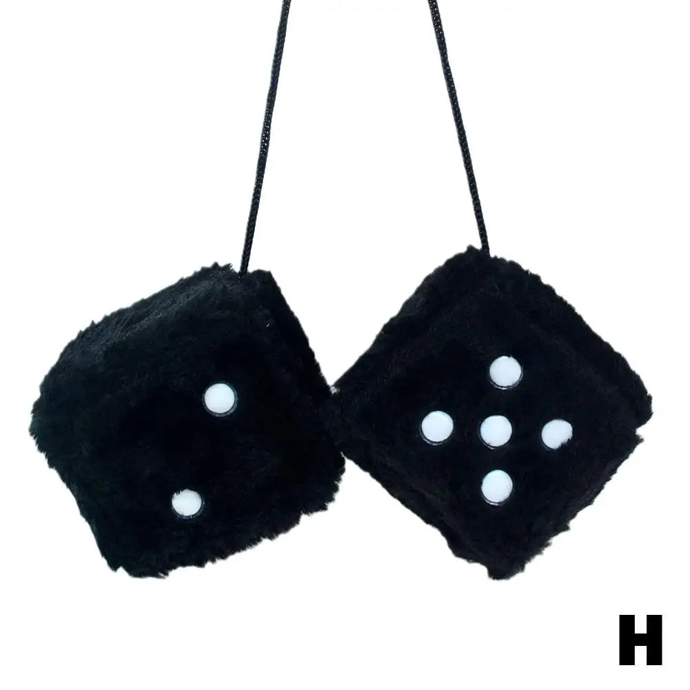 Fuzzy Plush Dice with Dots Retro Square Plush Hanging Mirror Fuzzy Dices for Pink Car Interior Ornament Decoration F3O7