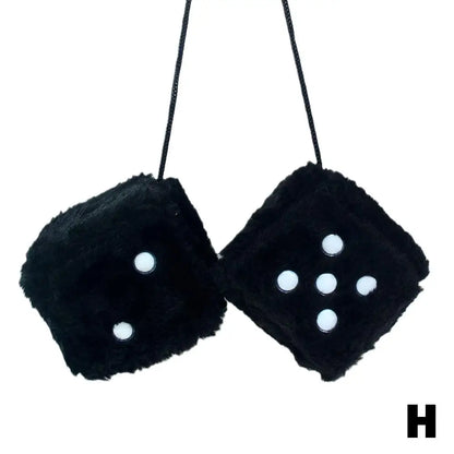 Fuzzy Plush Dice with Dots Retro Square Plush Hanging Mirror Fuzzy Dices for Pink Car Interior Ornament Decoration F3O7