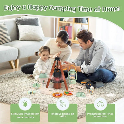 Kids Camping Set Toy Outdoor Explorer Kit Pretend Play OPTIONAL Tent Campfire Binocular Watch Bag Birthday Gift for Boys Girls