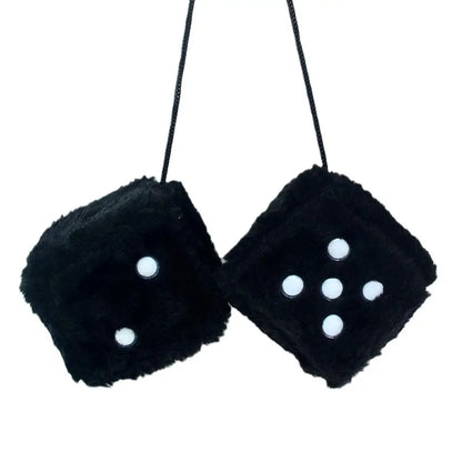 Fuzzy Plush Dice with Dots Retro Square Plush Hanging Mirror Fuzzy Dices for Pink Car Interior Ornament Decoration F3O7