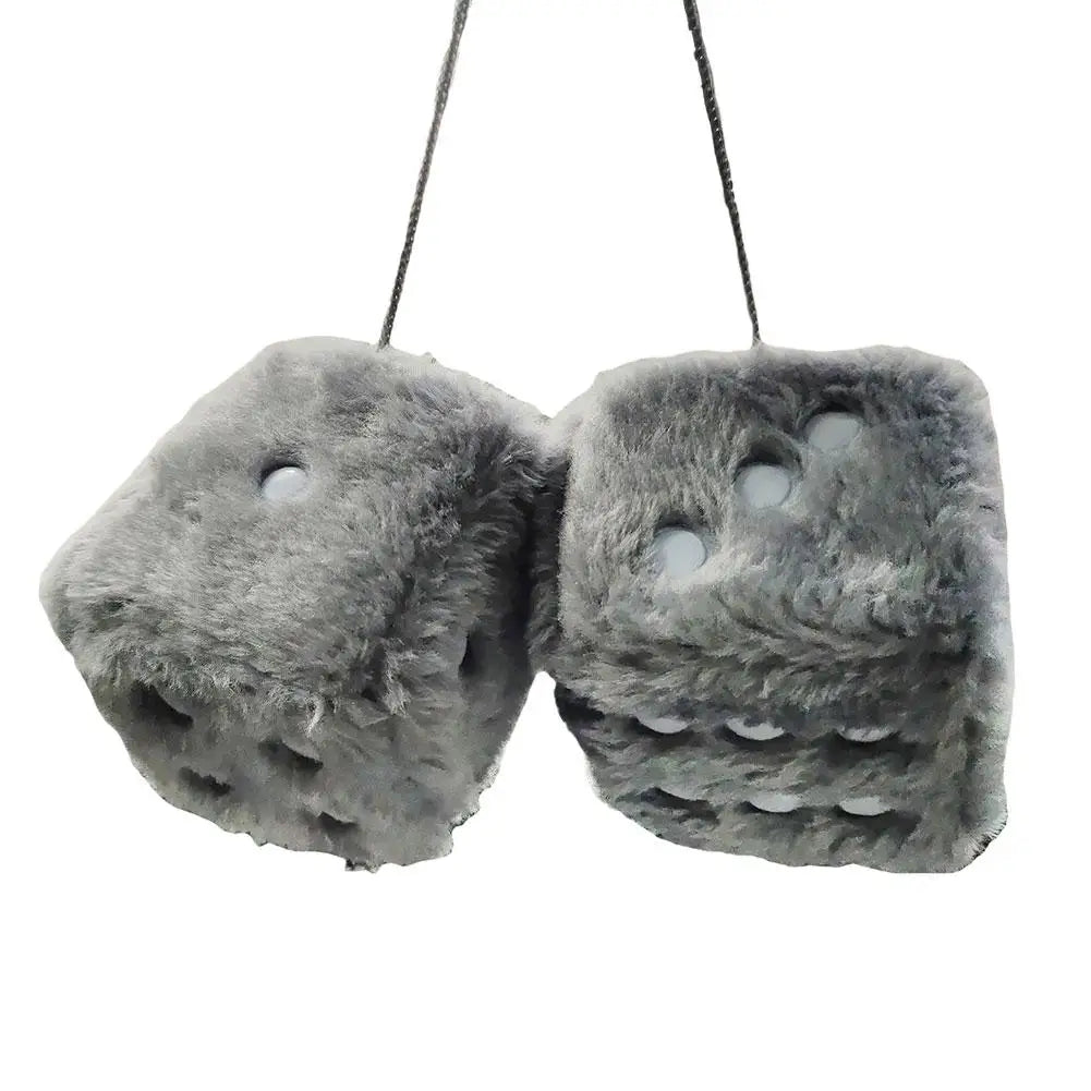 Fuzzy Plush Dice with Dots Retro Square Plush Hanging Mirror Fuzzy Dices for Pink Car Interior Ornament Decoration F3O7