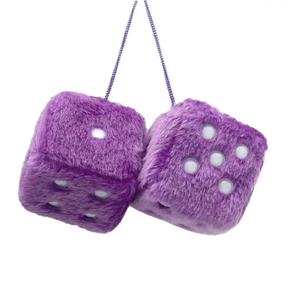Fuzzy Plush Dice with Dots Retro Square Plush Hanging Mirror Fuzzy Dices for Pink Car Interior Ornament Decoration F3O7