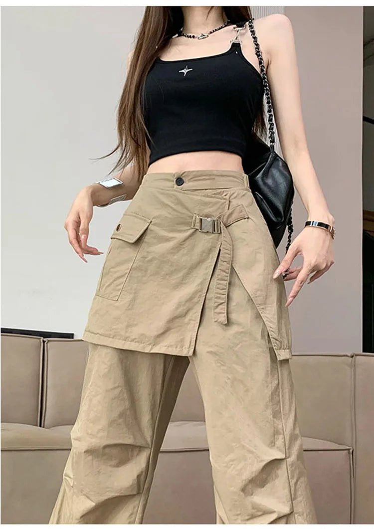 Korean Pantalon Femme High Waist Casual Irregular Y2k Wide Leg Pants for Women Straight Fashion Trousers 2024 New Bottoms