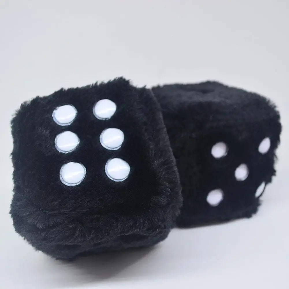 Fuzzy Plush Dice with Dots Retro Square Plush Hanging Mirror Fuzzy Dices for Pink Car Interior Ornament Decoration F3O7