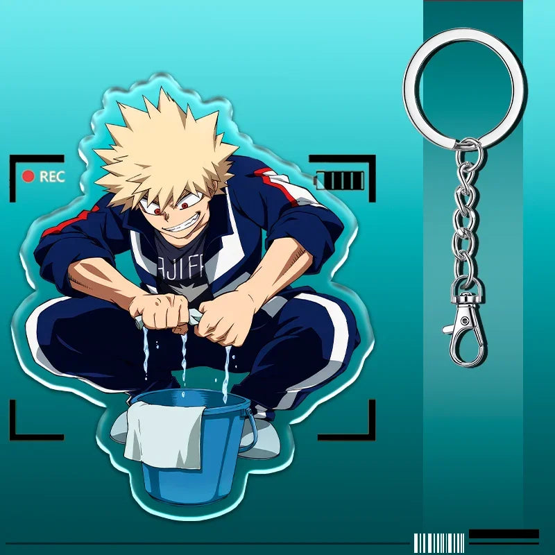 12cm My Hero Academia Item Acrylic Keychain Student Backpack Pendant Accessories Halloween Decoration Children's Holiday Gifts