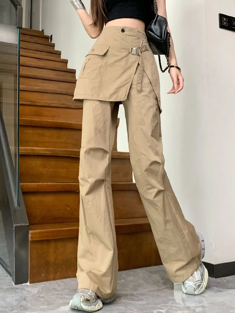 Korean Pantalon Femme High Waist Casual Irregular Y2k Wide Leg Pants for Women Straight Fashion Trousers 2024 New Bottoms