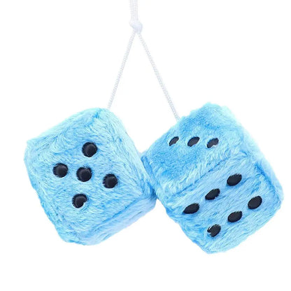 Fuzzy Plush Dice with Dots Retro Square Plush Hanging Mirror Fuzzy Dices for Pink Car Interior Ornament Decoration F3O7