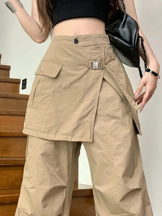 Korean Pantalon Femme High Waist Casual Irregular Y2k Wide Leg Pants for Women Straight Fashion Trousers 2024 New Bottoms
