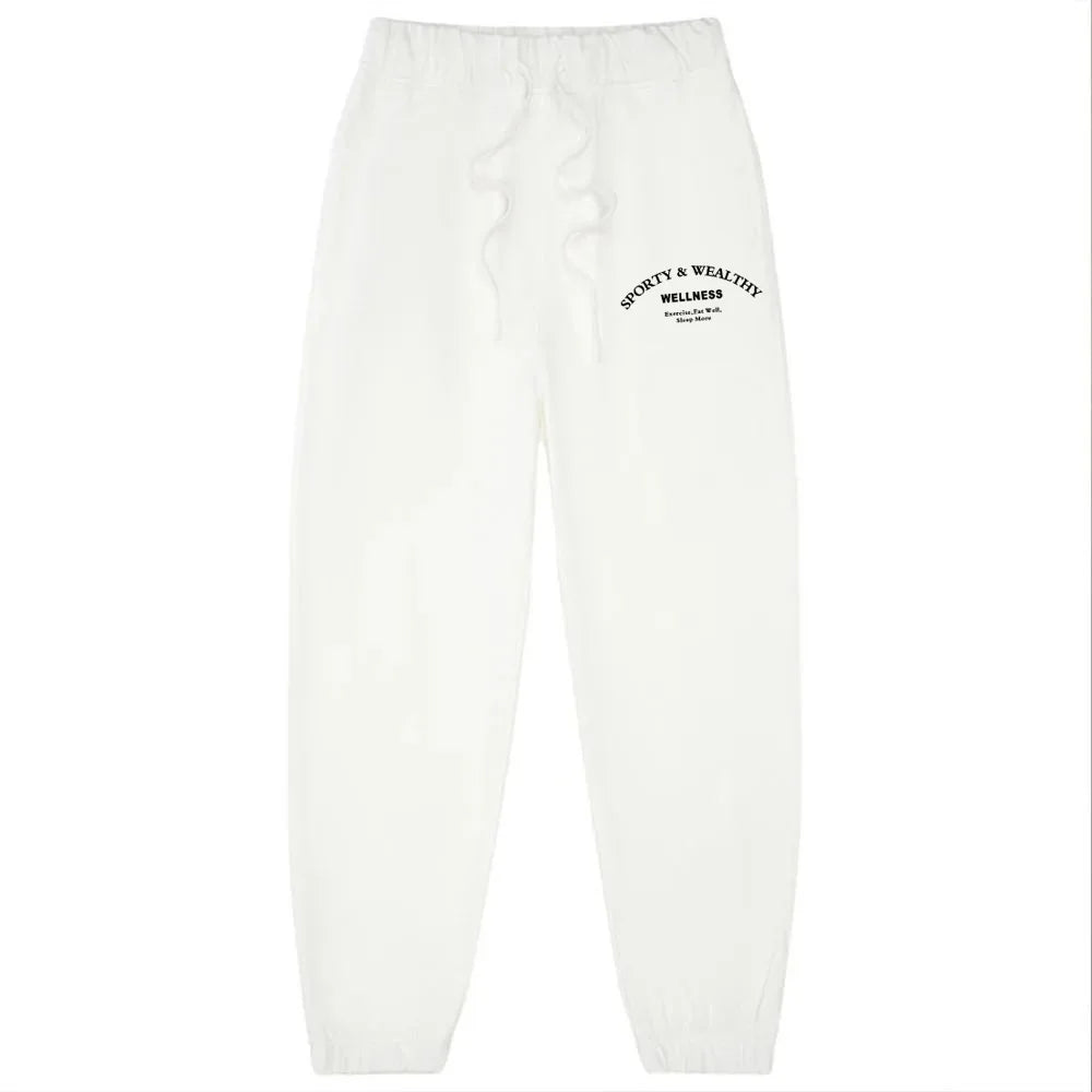 Autumn Spring Women Vintage Style Terry Cotton Sweatpants Sport Make Your Health Joggers Trousers Classic Baggy Streetwear