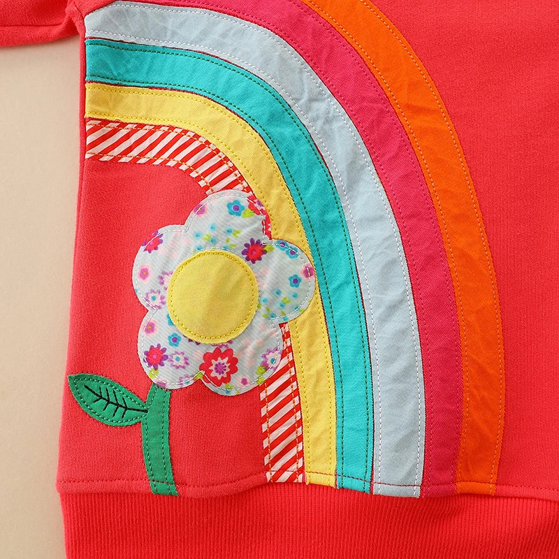 Little maven Autumn Kids Clothes Rainbow Flowers Appliques Girls Sweatshirt Children’s Clothing Cotton Toddler kids Sweatshirts