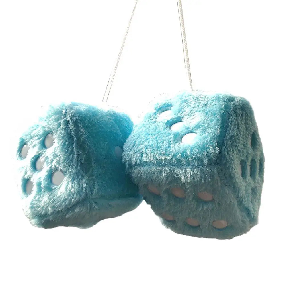 Fuzzy Plush Dice with Dots Retro Square Plush Hanging Mirror Fuzzy Dices for Pink Car Interior Ornament Decoration F3O7
