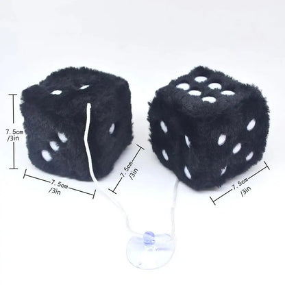 Fuzzy Plush Dice with Dots Retro Square Plush Hanging Mirror Fuzzy Dices for Pink Car Interior Ornament Decoration F3O7