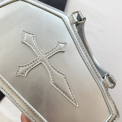 Women's Coffin Shaped Hobo Bag Halloween Chain Crossbody Bag PU Leather Top Handle Bag High Quality Handbags Fashion Sling Purse