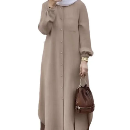 Fashionable Muslim Women's Floral Print Two-Piece Set Long Shirt Wide Leg Pants Spring Autumn Vintage Clothing Ensemble