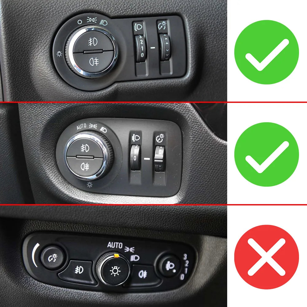 For Opel Corsa E F Insignia A Mokka Astra J K Zafira C GTC OPC Adam Meriva Car Headlight Switch Decoration Ring Knob Trim Cover