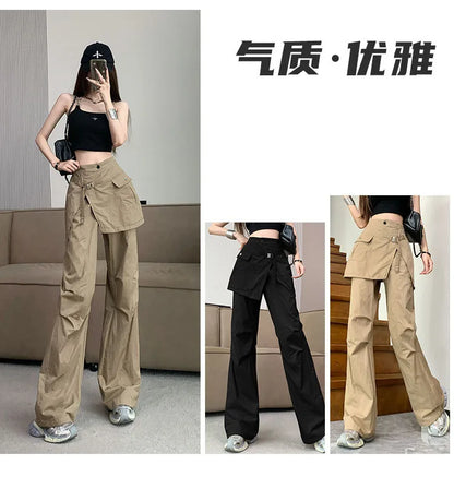 Korean Pantalon Femme High Waist Casual Irregular Y2k Wide Leg Pants for Women Straight Fashion Trousers 2024 New Bottoms