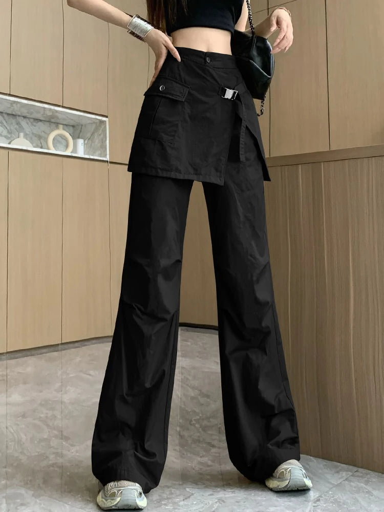 Korean Pantalon Femme High Waist Casual Irregular Y2k Wide Leg Pants for Women Straight Fashion Trousers 2024 New Bottoms