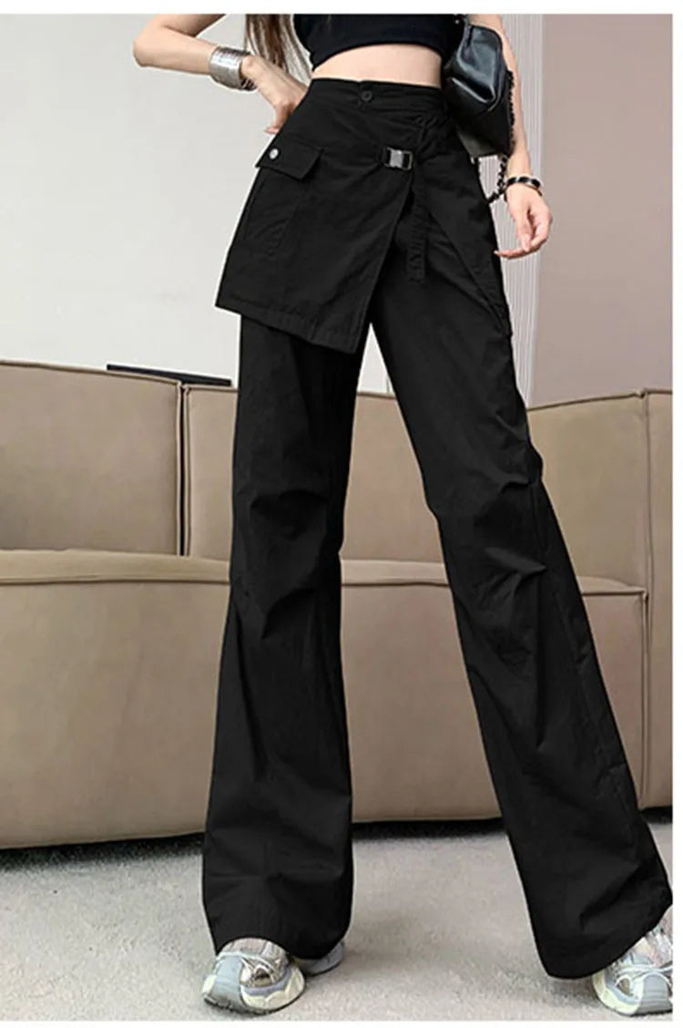 Korean Pantalon Femme High Waist Casual Irregular Y2k Wide Leg Pants for Women Straight Fashion Trousers 2024 New Bottoms