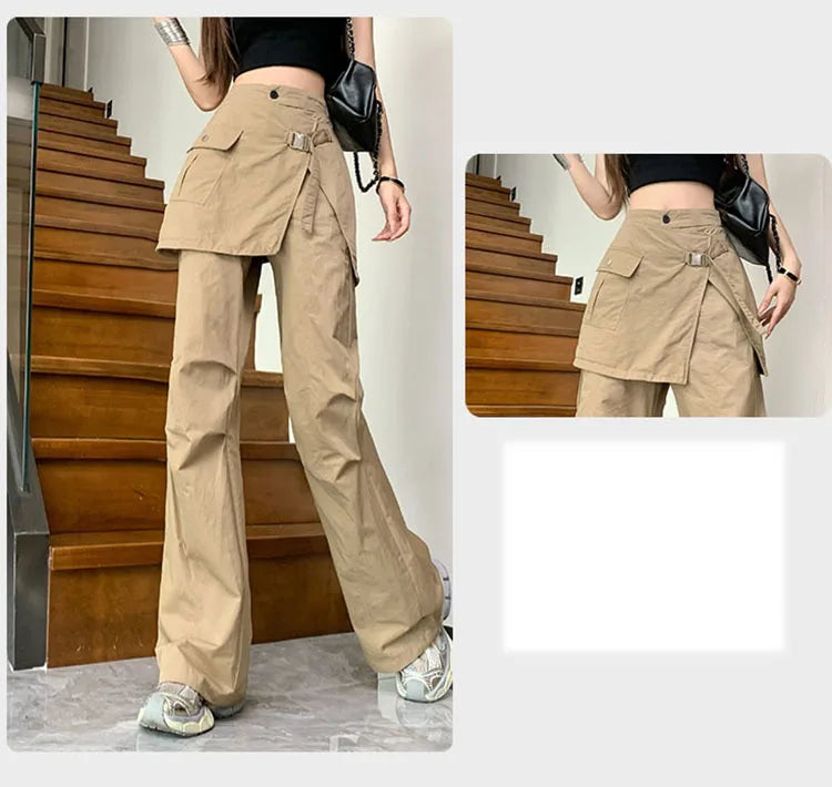 Korean Pantalon Femme High Waist Casual Irregular Y2k Wide Leg Pants for Women Straight Fashion Trousers 2024 New Bottoms