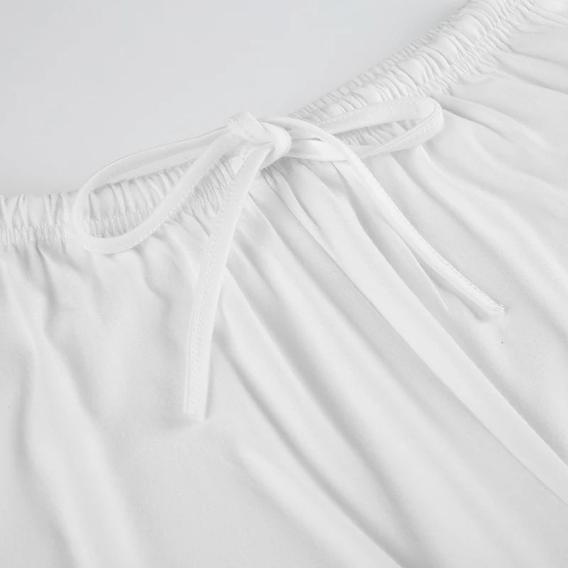 Beachy Wide-Leg Pants Soft Flowy Solid Color Women's Trousers Elastic Waist Casual Boho Chic Everyday Lounge Pants Woman Trendy