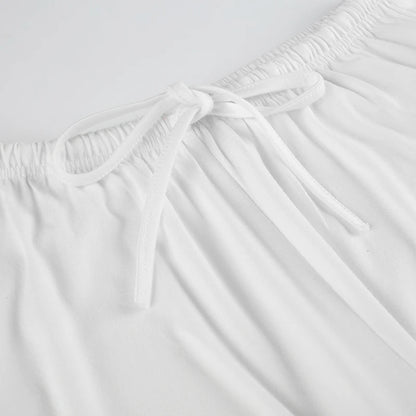 Beachy Wide-Leg Pants Soft Flowy Solid Color Women's Trousers Elastic Waist Casual Boho Chic Everyday Lounge Pants Woman Trendy