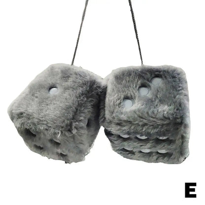 Fuzzy Plush Dice with Dots Retro Square Plush Hanging Mirror Fuzzy Dices for Pink Car Interior Ornament Decoration F3O7