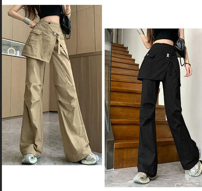 Korean Pantalon Femme High Waist Casual Irregular Y2k Wide Leg Pants for Women Straight Fashion Trousers 2024 New Bottoms