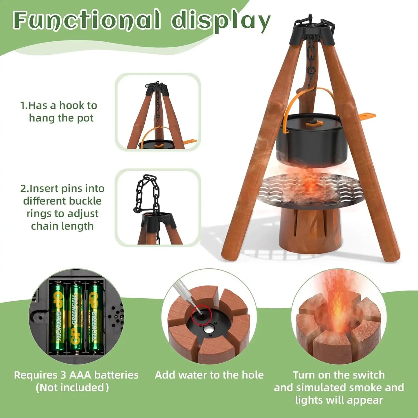 Kids Camping Set Toy Outdoor Explorer Kit Pretend Play OPTIONAL Tent Campfire Binocular Watch Bag Birthday Gift for Boys Girls