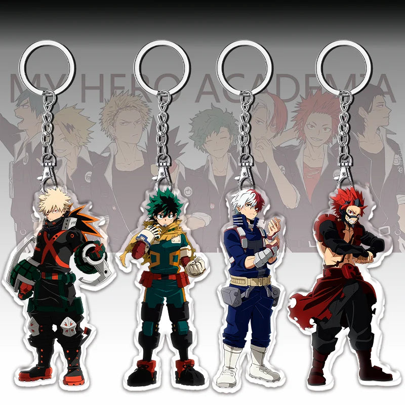 12cm My Hero Academia Item Acrylic Keychain Student Backpack Pendant Accessories Halloween Decoration Children's Holiday Gifts