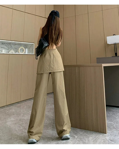 Korean Pantalon Femme High Waist Casual Irregular Y2k Wide Leg Pants for Women Straight Fashion Trousers 2024 New Bottoms