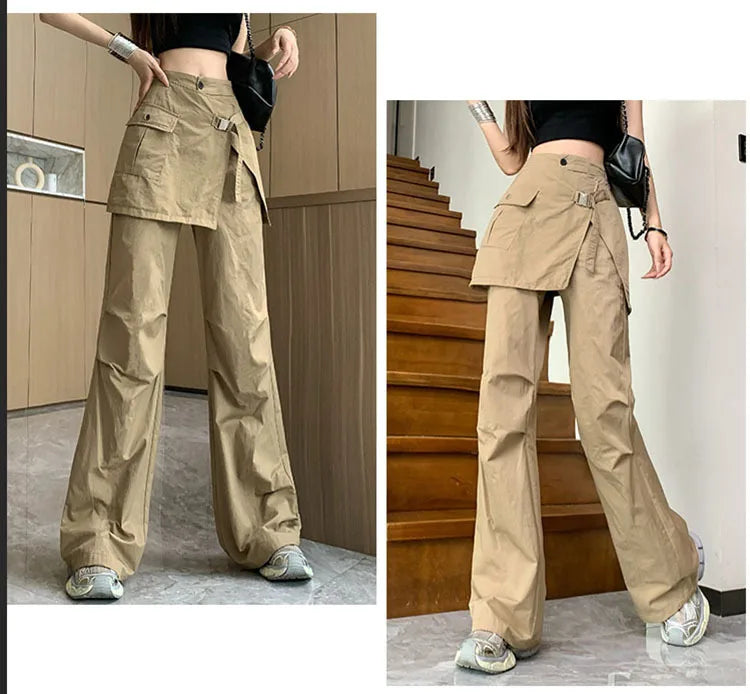 Korean Pantalon Femme High Waist Casual Irregular Y2k Wide Leg Pants for Women Straight Fashion Trousers 2024 New Bottoms