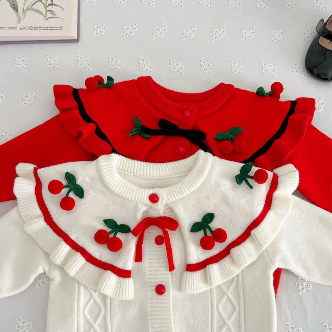 Girls' flying sleeve long sleeve knitted sweater set autumn and winter new girls' two piece dress baby birthday party suit