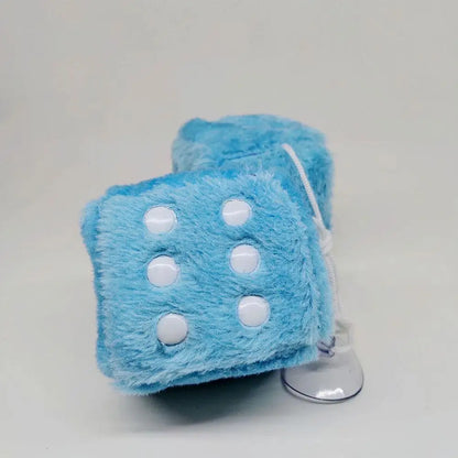 Fuzzy Plush Dice with Dots Retro Square Plush Hanging Mirror Fuzzy Dices for Pink Car Interior Ornament Decoration F3O7