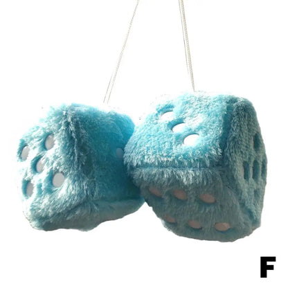 Fuzzy Plush Dice with Dots Retro Square Plush Hanging Mirror Fuzzy Dices for Pink Car Interior Ornament Decoration F3O7