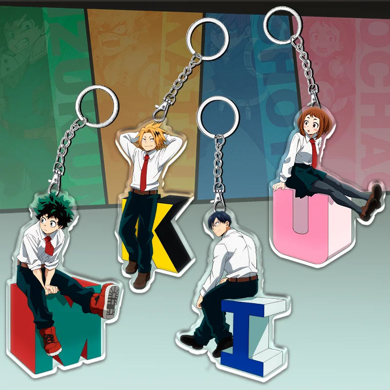 12cm My Hero Academia Item Acrylic Keychain Student Backpack Pendant Accessories Halloween Decoration Children's Holiday Gifts