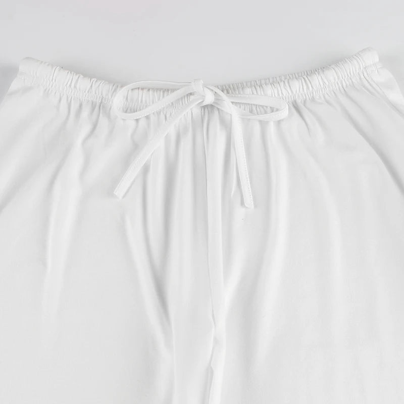 Beachy Wide-Leg Pants Soft Flowy Solid Color Women's Trousers Elastic Waist Casual Boho Chic Everyday Lounge Pants Woman Trendy