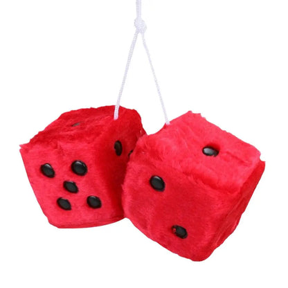 Fuzzy Plush Dice with Dots Retro Square Plush Hanging Mirror Fuzzy Dices for Pink Car Interior Ornament Decoration F3O7
