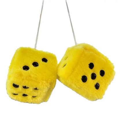 Fuzzy Plush Dice with Dots Retro Square Plush Hanging Mirror Fuzzy Dices for Pink Car Interior Ornament Decoration F3O7